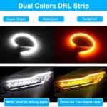 2 Pack 60cm White Amber Sequential LED DRL Turn Signal Strips - Image 2