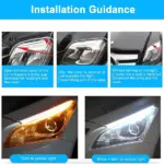 2 Pack 60cm White Amber Sequential LED DRL Turn Signal Strips - Image 4