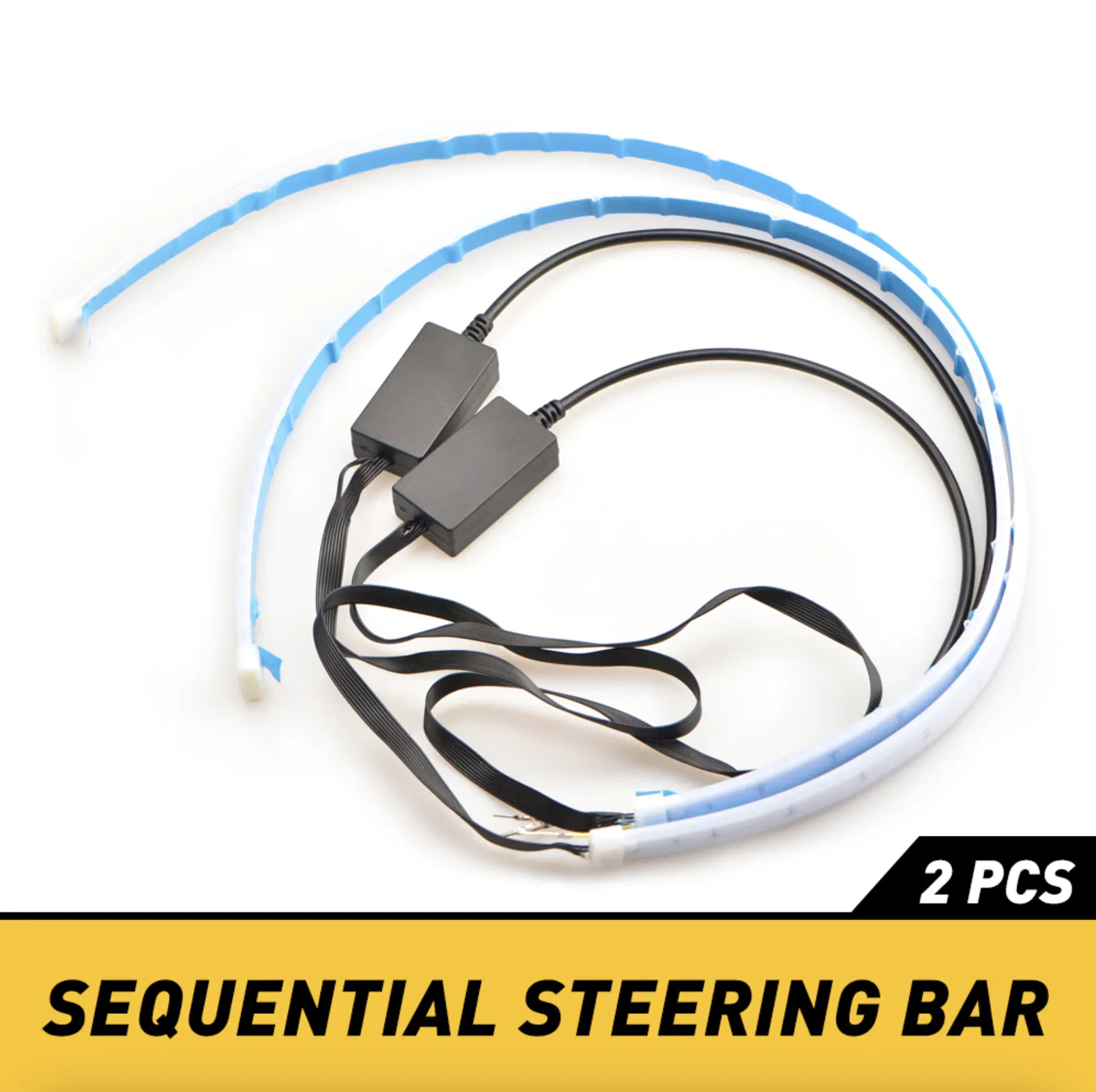 2 Pack 60cm White Amber Sequential LED DRL Turn Signal Strips