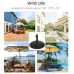 20" 55 lb Outdoor Patio Round Cement Umbrella Stand Base for the Deck or Porch with Variable Umbrella Hole - Image 5