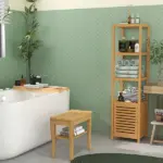 HOMCOM 20 Bamboo Shower Bench 2-Tier Wooden Spa Stool Seat Organizer for Bathroom Bedroom Garden Decor - Image 11
