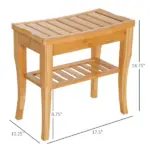 HOMCOM 20 Bamboo Shower Bench 2-Tier Wooden Spa Stool Seat Organizer for Bathroom Bedroom Garden Decor - Image 3