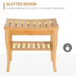 HOMCOM 20 Bamboo Shower Bench 2-Tier Wooden Spa Stool Seat Organizer for Bathroom Bedroom Garden Decor - Image 6