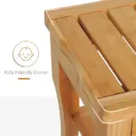 HOMCOM 20 Bamboo Shower Bench 2-Tier Wooden Spa Stool Seat Organizer for Bathroom Bedroom Garden Decor - Image 7
