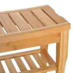HOMCOM 20 Bamboo Shower Bench 2-Tier Wooden Spa Stool Seat Organizer for Bathroom Bedroom Garden Decor - Image 9