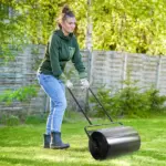 20-Inch Push/Tow Behind Lawn Roller Filled with 10 Gal Water or Sand for Flattening Sod in the Garden, Black - Image 2