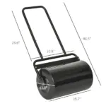 20-Inch Push/Tow Behind Lawn Roller Filled with 10 Gal Water or Sand for Flattening Sod in the Garden, Black - Image 3