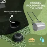 20-Inch Push/Tow Behind Lawn Roller Filled with 10 Gal Water or Sand for Flattening Sod in the Garden, Black - Image 4