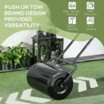 20-Inch Push/Tow Behind Lawn Roller Filled with 10 Gal Water or Sand for Flattening Sod in the Garden, Black - Image 6