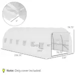 Outsunny 20' x 10' x 7' Greenhouse Replacement Walk-in PE Hot House Cover with 12 Windows Roll-Up and Zipper Door, White - Image 3