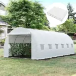 Outsunny 20' x 10' x 7' Greenhouse Replacement Walk-in PE Hot House Cover with 12 Windows Roll-Up and Zipper Door, White - Image 10
