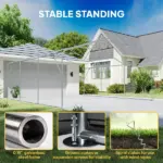 Outsunny 20' x 20' Heavy-Duty Carport, Portable Garage Car Canopy Tent Shelter with 3 Roll-up Doors, 4 Windows, Dark Gray - Image 7