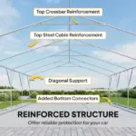 Outsunny 20' x 20' Heavy-Duty Carport, Portable Garage Car Canopy Tent Shelter with 3 Roll-up Doors, 4 Windows, Dark Gray - Image 8