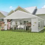 Outsunny 20' x 20' Heavy-duty Large Wedding Tent, Outdoor Carport Garage Party Tent, Patio Gazebo Canopy with Sidewall, White - Image 2