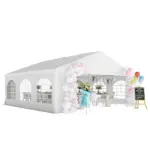 Outsunny 20' x 20' Heavy-duty Large Wedding Tent, Outdoor Carport Garage Party Tent, Patio Gazebo Canopy with Sidewall, White - Image 11