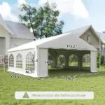 Outsunny 20' x 20' Heavy-duty Large Wedding Tent, Outdoor Carport Garage Party Tent, Patio Gazebo Canopy with Sidewall, White - Image 3