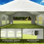 Outsunny 20' x 20' Heavy-duty Large Wedding Tent, Outdoor Carport Garage Party Tent, Patio Gazebo Canopy with Sidewall, White - Image 6