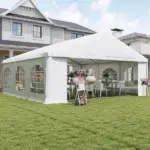 Outsunny 20' x 20' Heavy-duty Large Wedding Tent, Outdoor Carport Garage Party Tent, Patio Gazebo Canopy with Sidewall, White - Image 8