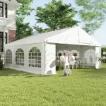 Outsunny 20' x 20' Heavy-duty Large Wedding Tent, Outdoor Carport Garage Party Tent, Patio Gazebo Canopy with Sidewall, White - Image 10
