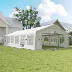 Outsunny 20' x 40' Large Outdoor Carport Canopy Party Tent with Removable Protective Sidewalls and Versatile Uses, White - Image 3