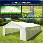 Outsunny 20' x 40' Large Outdoor Carport Canopy Party Tent with Removable Protective Sidewalls and Versatile Uses, White - Image 6