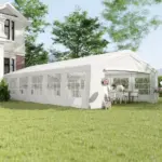 Outsunny 20' x 40' Large Outdoor Carport Canopy Party Tent with Removable Protective Sidewalls and Versatile Uses, White - Image 10
