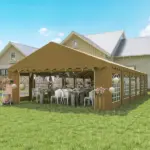 Outsunny 20 ft x 40 ft Party Tent, Outdoor Canopy Tent with Removable Sidewalls, 12 Windows for Parties, Wedding, Events, BBQ, Brown - Image 2