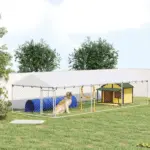 PawHut 20' x 7.5' x 5' Dog Kennel Outdoor for Large Dogs with Waterproof Roof, Silver - Image 2