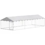 PawHut 20' x 7.5' x 5' Dog Kennel Outdoor for Large Dogs with Waterproof Roof, Silver