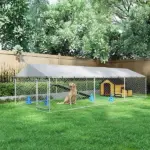 PawHut 20' x 7.5' x 5' Dog Kennel Outdoor for Large Dogs with Waterproof Roof, Silver - Image 10