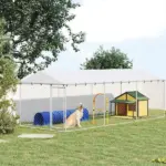 PawHut 20 ft x 7.5 ft x 6.5 ft Dog Kennel Outdoor for Small Medium Large Dogs with Waterproof Roof, Silver - Image 2