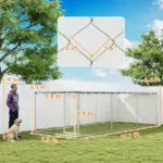 PawHut 20 ft x 7.5 ft x 6.5 ft Dog Kennel Outdoor for Small Medium Large Dogs with Waterproof Roof, Silver - Image 3