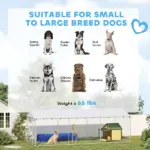 PawHut 20 ft x 7.5 ft x 6.5 ft Dog Kennel Outdoor for Small Medium Large Dogs with Waterproof Roof, Silver - Image 4