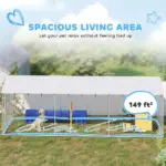 PawHut 20 ft x 7.5 ft x 6.5 ft Dog Kennel Outdoor for Small Medium Large Dogs with Waterproof Roof, Silver - Image 5