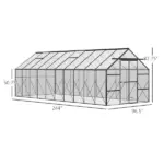 Outsunny 20' x 8' Aluminum Greenhouse Polycarbonate Walk-in Garden Greenhouse with Adjustable Roof Vent, Rain Gutter and Sliding Door for Winter - Image 3