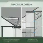 Outsunny 20' x 8' Aluminum Greenhouse Polycarbonate Walk-in Garden Greenhouse with Adjustable Roof Vent, Rain Gutter and Sliding Door for Winter - Image 5