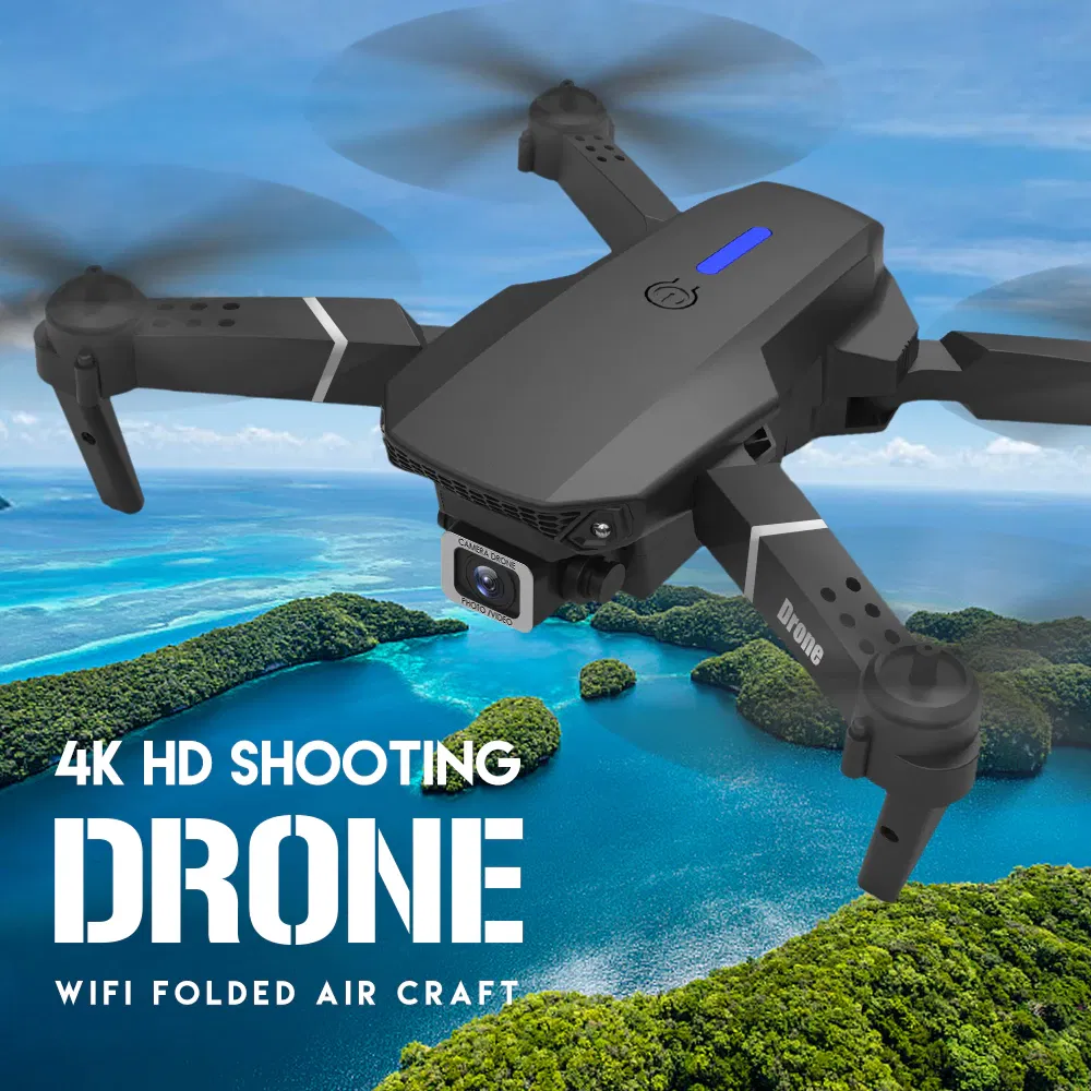 Foldable WiFi FPV Drone with 4K Front Camera Optical Flow and 4 Batteries
