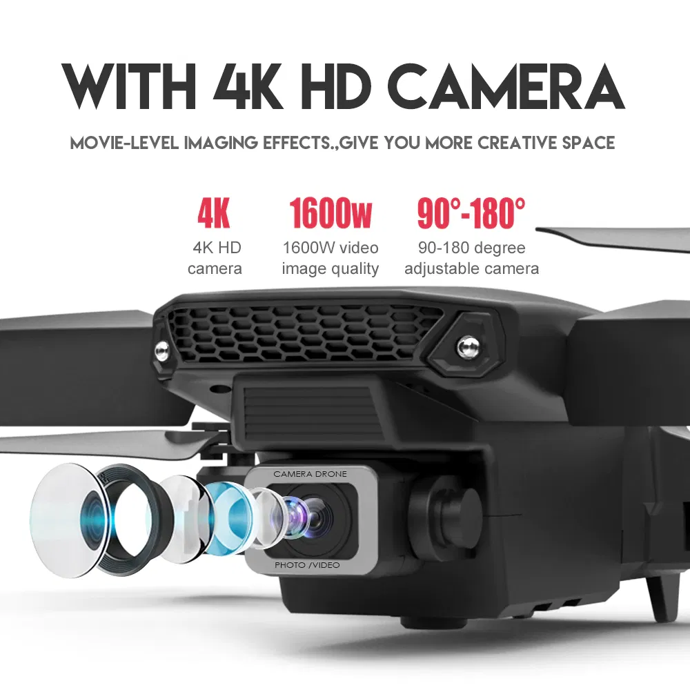 Foldable WiFi FPV Drone with 4K Front Camera Optical Flow and 4 Batteries