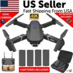 Foldable WiFi FPV Drone with 4K Front Camera Optical Flow and 4 Batteries