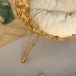 20.5 Weaved Cat Bed Elevated Hand Made Cat House Condo with Cushion Brown - Image 9