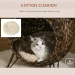20.5 Woven Wicker Cat Bed Elevated Hand-Woven Braided Banana Leaf Kitten House Condo with Cushion Brown - Image 5