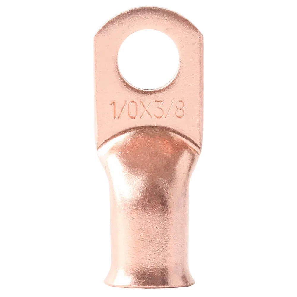 20 Pack 1/0 AWG Copper Ring Lugs with Red and Black Heat Shrink