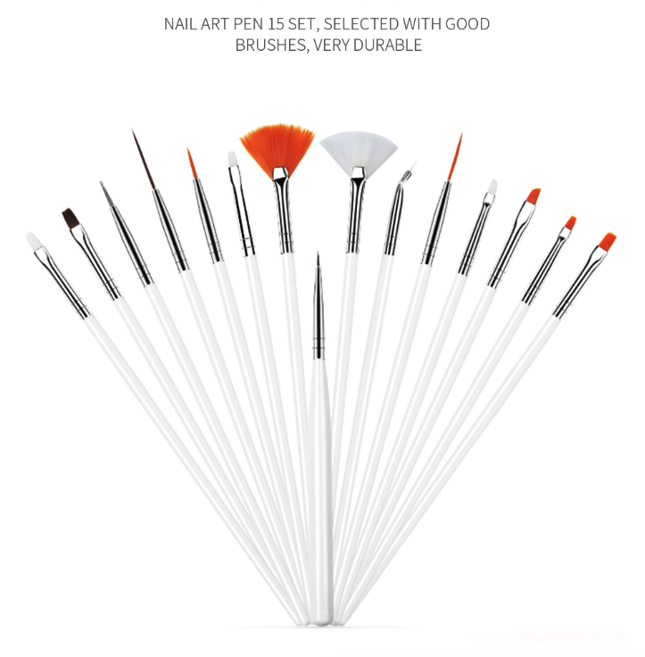 20 Piece Nail Art Brush and Dotting Tool Set for Gel and Acrylic Nails