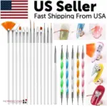 20 Piece Nail Art Brush and Dotting Tool Set for Gel and Acrylic Nails