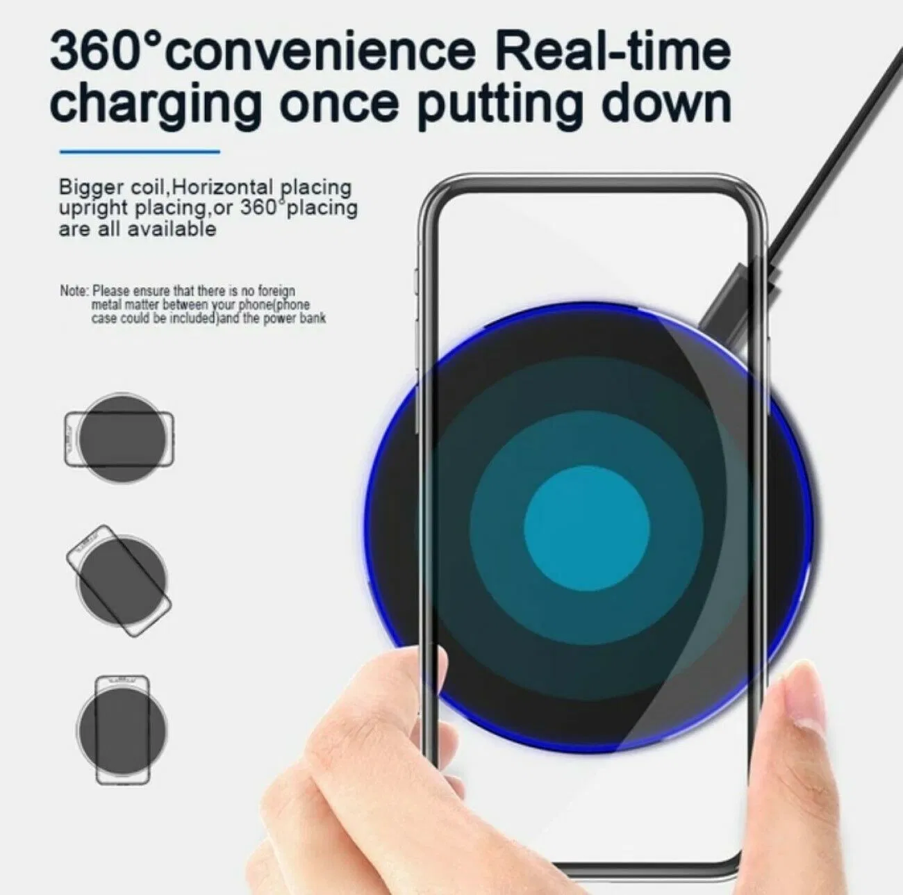 Up to 20W Wireless Charging Pad for Qi-Compatible Smartphones and Earbuds