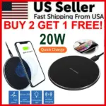 Up to 20W Wireless Charging Pad for Qi-Compatible Smartphones and Earbuds
