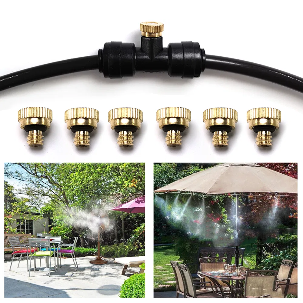 20 Pack Brass Misting Nozzles 0.3mm 10-24 Thread for Outdoor Cooling Systems