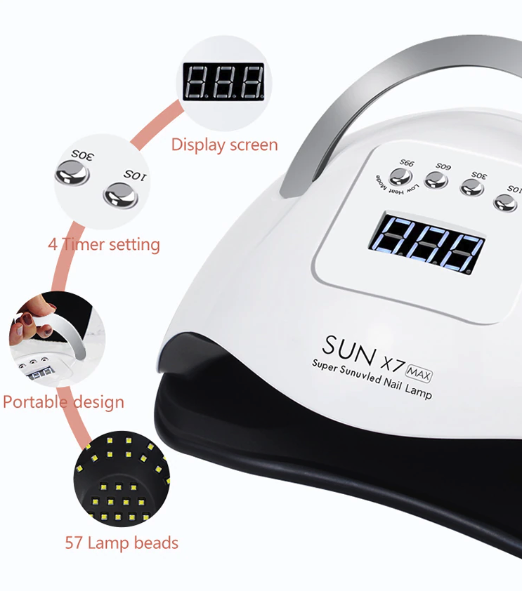 220W UV LED Nail Lamp with 57 LEDs for Gel Polish Curing