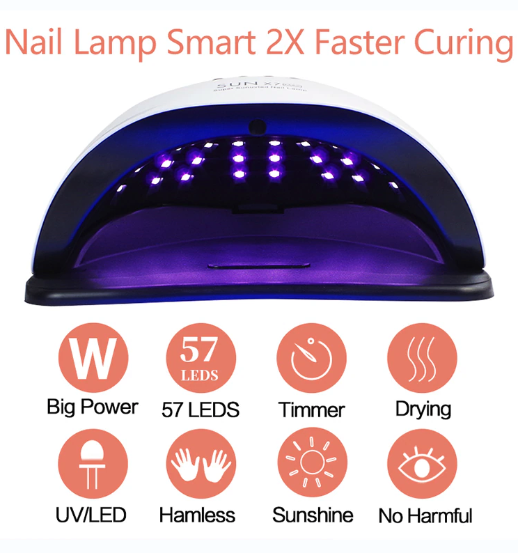 220W UV LED Nail Lamp with 57 LEDs for Gel Polish Curing