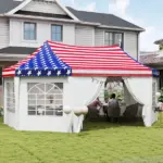 22.3 x 16.4 ft Heavy Duty Party Tent, Outdoor Canopy Tent with 2 Doors and 6 Windows, American Flag - Image 2